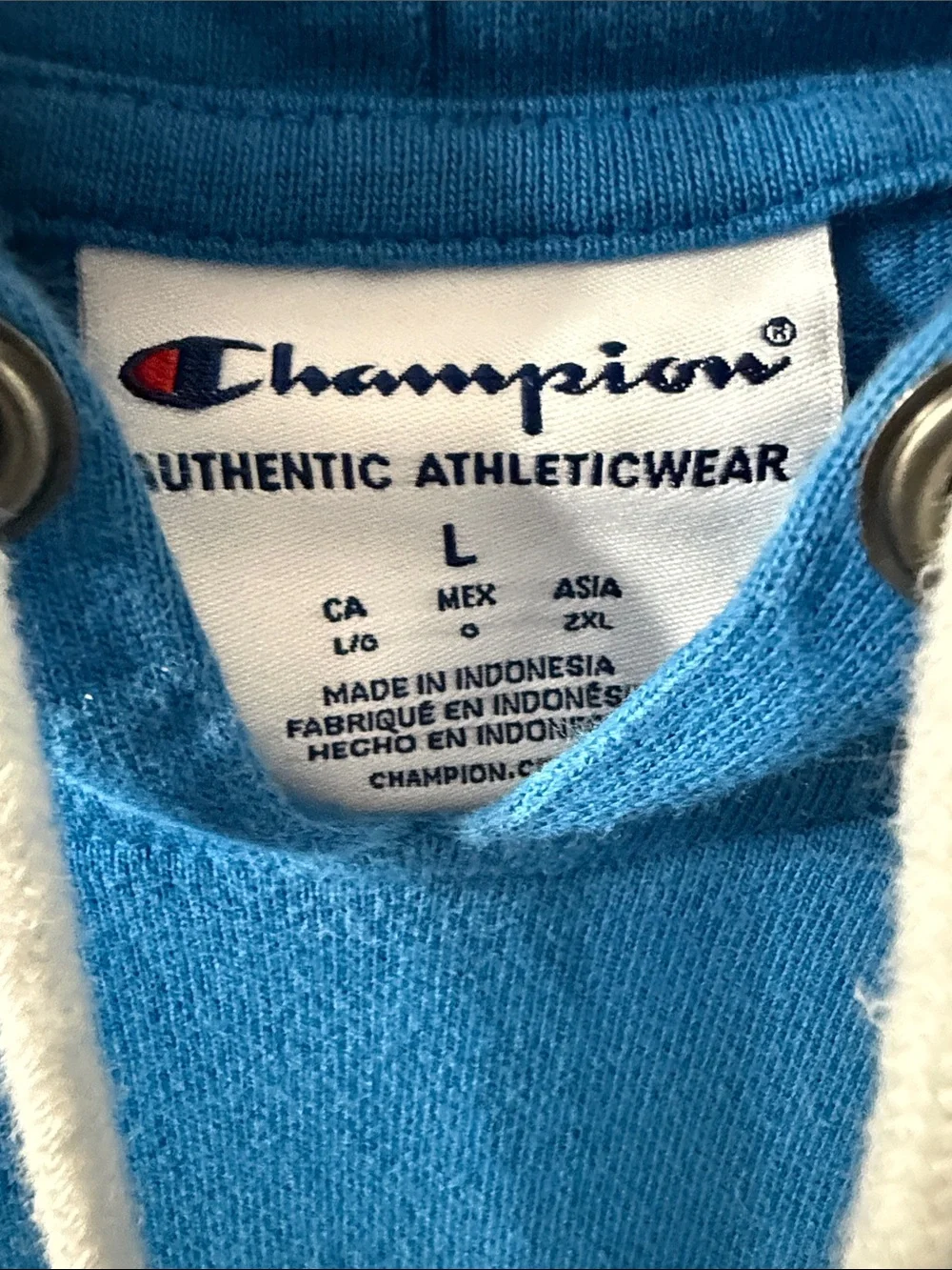 Champion Blue Crewneck Hooded Sweatshirt with White Logo
